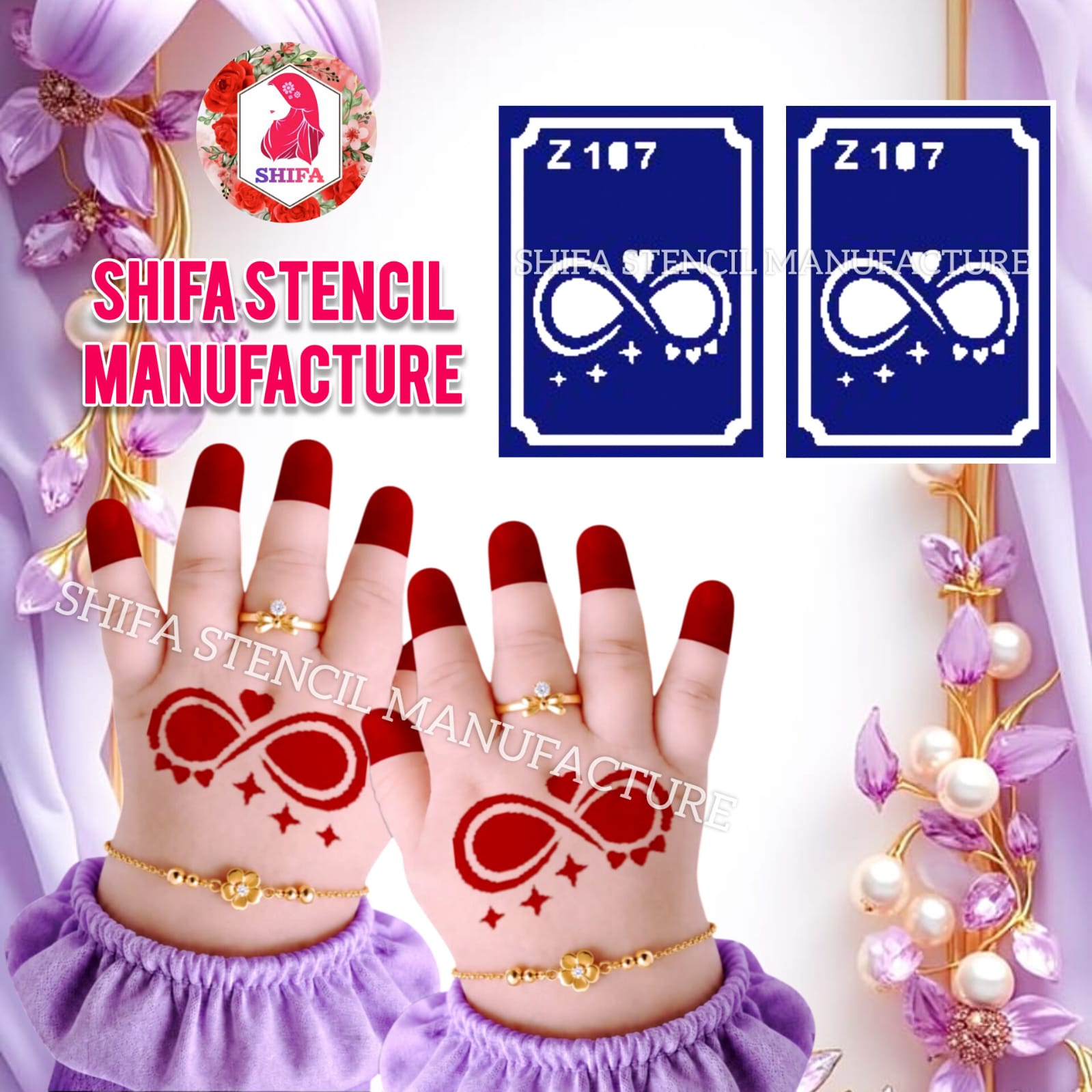 Z 107 Eternal Infinity Sticker overview Henna Stencil - Shifa Stencil